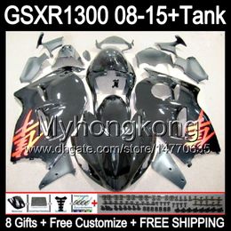 gloss black 8gifts For SUZUKI Hayabusa GSXR1300 08 15 GSXR-1300 14MY4 GSXR 1300 GSX R1300 08 09 10 11 12 13 14 15 Fairing gloss black Kit