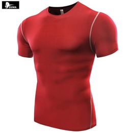 New 2017 Summer Men Stretch Bodybuilding Fitness Crossfit Base Layer Short Sleeve Sweat Wear tight Top T shirt B5003