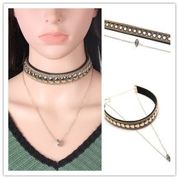 2017 new Choker European and American Gothic heart-shaped necklaces Chokers Korean cashmere wide necklace tassel pendant