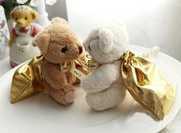 50pcs Bear With Golden Bags Wedding Gift Bag (9x12cm) High Quality Cute Party Birthday Candy Box Favour