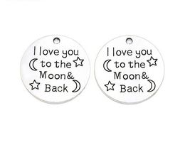100pcs/lot Antique Silver Plated I Love You to the Moon and Back Charms Pendants for Bracelet Necklace Jewellery Making diy 25mm