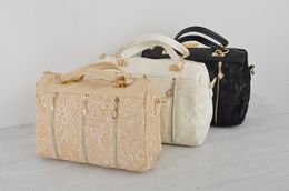 2017 New Fashion Vintage Women PU Leather Messenger Bag Tote Shoulder Bag Lace Handbag free shipping