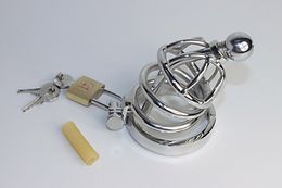 Male Chastity Device Stainless Steel adult sex toys Cock Rings BDSM Cocks Cage Urethral Catheter/5 ring selection