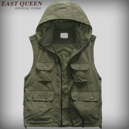 Wholesale- 2016 New Men's Mesh Vest With Many Travel Vest Sleeveless Jackets Reporter Vests AA595C