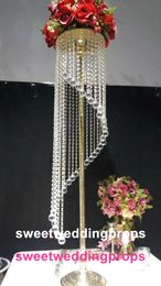 new Crystal clear hanging crystal wedding stage decoration crystal pillars for wedding decoration