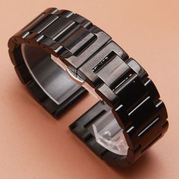 2017 hot Black Metal Watch band Watchband strap bracelet 18mm 20mm 21mm 22mm 23mm 24mm watch accessories for wrist Smart watch polished belt