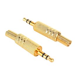 Freeshipping 50pcs/lot Gold Plated Metal 3.5mm 1/8" Stereo Male to male Audio Video Jack Plug Adapter Connector for Earphone Laptop