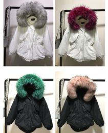 naturais pato branco com capuz grande raccoon pele das mulheres de inverno para baixo cordão cintura fina da moda coreana Casacos casaco parka