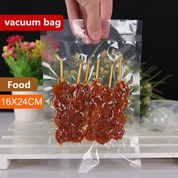 16x24cm A Grade Vacuum Transparent Cooked Food Saver Storing Packaging Bags Meat Snacks Hermetic Storage Heat Sealing Plastic Package Pouch