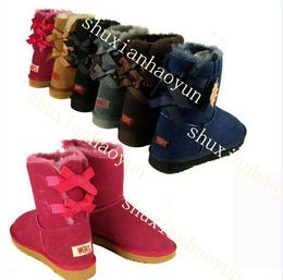 New Fashion Australia classic tall winter boots real leather Bowknot women's snow boots shoes 32