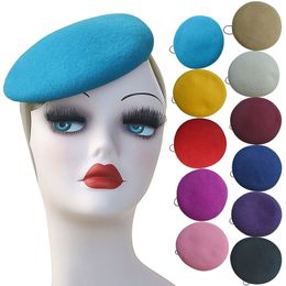 Circle Womens Wool Felt Pillbox Beret Hat Millinery Fascinator Base Cocktail Party Craft DIY Hat A227