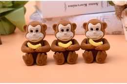 [Simples Sete] Caso jóia linda Brown Macaco plástico flocagem colar de presente caixa de brinco Studs exibição para Crianças