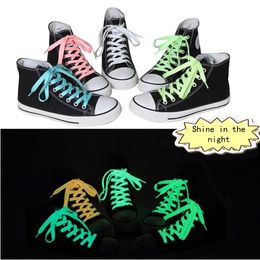 100Pcs Brand New Luminous Glow In The Dark Shoelace Flat Athletic Sport Boots Shoe Laces Strings 50Pairs Free Shipping