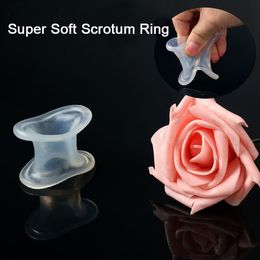 Male Scrotum Stretcher Restraint Bondage Cock Ring Soft Testis Manacle Sleeve Chastity Penis Ring Pleasure Sex Toys For Men q0511