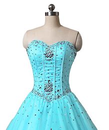 Bealegantom New Stock Blue Quinceanera Dresses 2017 Ball Gown Ruffle Beaded Crystal Sweet 16 Prom Pageant Debutante Party Gown 2-16 QC 338