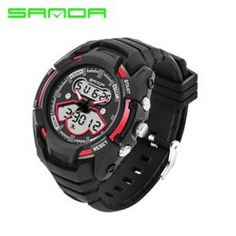 2017 SANDA Men's Sport Digital watch Double Display Sport Waterproof Outdoor Watch Resistant Men Watches Wristwatch montre homme