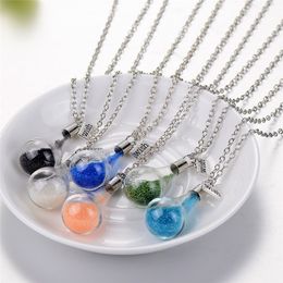 Wishing Bottle Necklace wish drift glass bottle pendant necklaces bead decorative container jewelry fashion jewelry