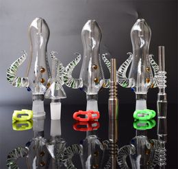 2017 нектар коллектор набор осьминог дизайн 14 мм нектар коллектор комплект с Титана ногтей мини стеклянные водопроводные трубы Бонг