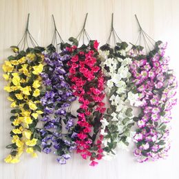 one Morning Glory Vine Hanging Vines Flower for Wedding Artificial Decorative Wall Hanging Flower 5 Colours