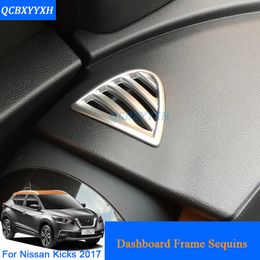 QCBXYYXH Car Styling 2pcs/lot ABS Dashboard Frame Sequin For Nissan Kicks 2017 Internal Decorations Stickers Auto Interior Frame
