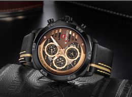 NAVIFORCE Mens Watches Top Brand Luxury Waterproof 24 hour Date Quartz Watch Man Leather Sport Wrist Watch Men Waterproof Clock236P