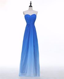 2017 Sexy Blue Sweetheart Pleat Formal Evening Dresses With Chiffon Floor-Length Plus Size Prom Party Celebrity Gowns BE06