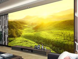 Custom any size Classic Home Decor Beautiful romantic green vegetation landscape TV background wall