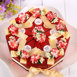 1000 pcs Creative Sweet Butterfly Ribbon Cake Candy Boxes + Flower + Card Wedding Favor Gift Paper Box free shipping