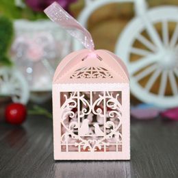 Colourful love heart laser cut paper gift box candy gifts boxes with ribbon wedding party Favour decoration wedding Favours and gifts