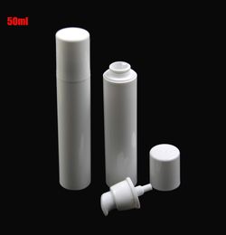 10pcs/lot Pure White Plastic Cosmetic Packing Airless Pump Bottle 50ml Empty Lotion Emulsion Cream Shampoo Container SPB88