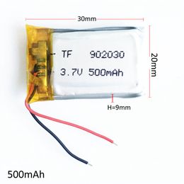 Model 902030 500mAh 3.7V Lithium Polymer LiPo Rechargeable Battery cells li-po li ion power For Mp3 GPS DVD mobile phone headphone recorder