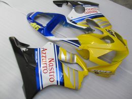 Injection molded hot sale fairing kit for Honda CBR600 F4I 01 02 03 yellow blue white fairings set CBR600F4I 2001-2003 OT17