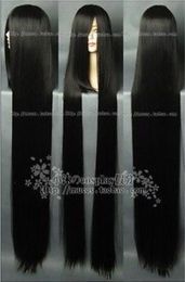 Free Shipping>>COS 150cm black long straight cosplay full wig +wig cap H212