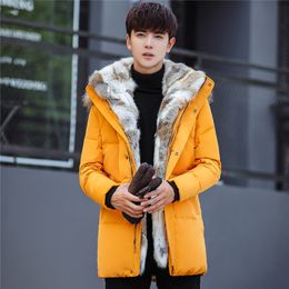 Male Down Parkas Winter Jacket Long Coats Raccoon Fur Hood Mens Outwear Overcoats Snow Jackets Warm Thickening Plus Size Clothing 5XL