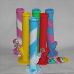Silicone bong with glass accessories silicone water pipe silicon oil rig six colors for choice glass bong