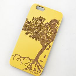 U&I On Sales Superior Colourful Coating Wooden Phone Cases for IPhone 6 7 8 Plus 11 12 Pro Max Laser Engraving Pattern Cute Tree