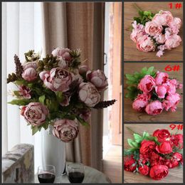 1 Bouquet 8 Heads Vintage Artificial Peony Silk Flower Wedding Home Decor Hight Quality Fake Flowers Peony