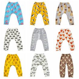 Kids Clothes Baby Leggings Xmas Fox Haroun Pants Cartoon PP Pants Animal Printed Flamingos Dinosaur Tights Fashion Casual Trousers B3308