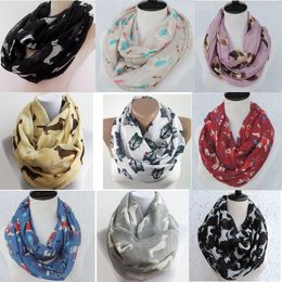 Factory Direct Sale Animal Print Voile Cotton Infinity Scarf all Kinds of Puppy Dog Print Circle Scarf Fashion Scaves Women around Scarfs