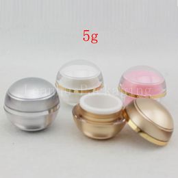 5g X 50pc Colored Ball Balm Cream Container , Small Cosmetic Bottles , Empty Acrylic Spherical sample Tin , Skin Care Cream Jar