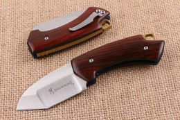 Newest Browning Little Eagle Tactical Folding Knife D2 Blade Wood Handle Camping Hiking Survival Pocket Knife Utility EDC Clasp Rescue Tools