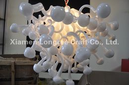 Modern Crystal Murano Glass Chandelier Hanging Ceiling Light Frosted White Color Chihully Style Murano Glass Italian Chandeliers