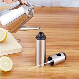 Stainless Steel Olive Spraying Bottle Thumb Push Sprayer Oil Pump Can Pot Kitchen Gadget Salt Pepper Grinder Sauce Mill