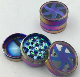 Mini 40mm/50mm/55mm/63mm 3layers Rainbow Herb Grinders Zinc Alloy Tobacco Herb Grinders for Smoking Spice Crusher