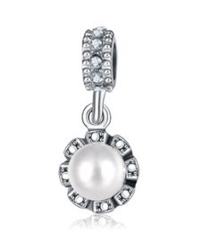 Fit Sterling Silver Bracelet Creative Crystal Pearl Dangle Charms Pendant European Charm Beads Fit Snake Chain Bracelet DIY Bangle Jewellery