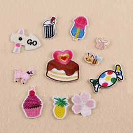 Iron On Patches DIY Embroidered Patch sticker For Clothing clothes Fabric Sewing sweet candy cake flower bee design