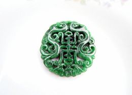 Natural green jade, pure handmade double dragon blessing. (charming). Talisman - necklace pendan