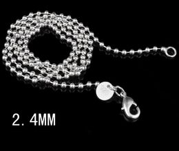 2.4mm Silver Tone Stainless Steel Ball Bead Chain Necklace with Lobster Clasp, Fashion Dogtags Chain Keychain G218