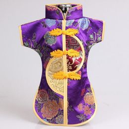 -Chinesische handgemachte klassische Kleidung Stil Seide Weinflasche Abdeckung Neujahr Bankett Weihnachten Abendessen Tisch Dekor Geschenk ZA3800