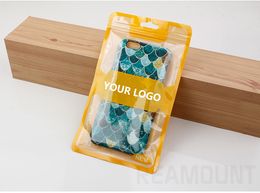 Wholesale Print Company Name and Logo Retail Zip Lock Plastic Transparent Packaging Bag for Smartphone Case iPhone 7 7 Plus